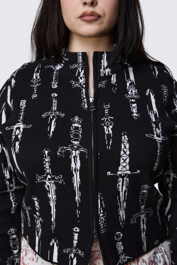 Dangerfield - Curve Dagger Goth Zip Cardigan - black