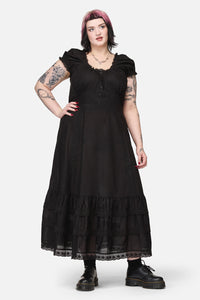 Dangerfield - Curve Mischief Lace Trim Midi Dress - black