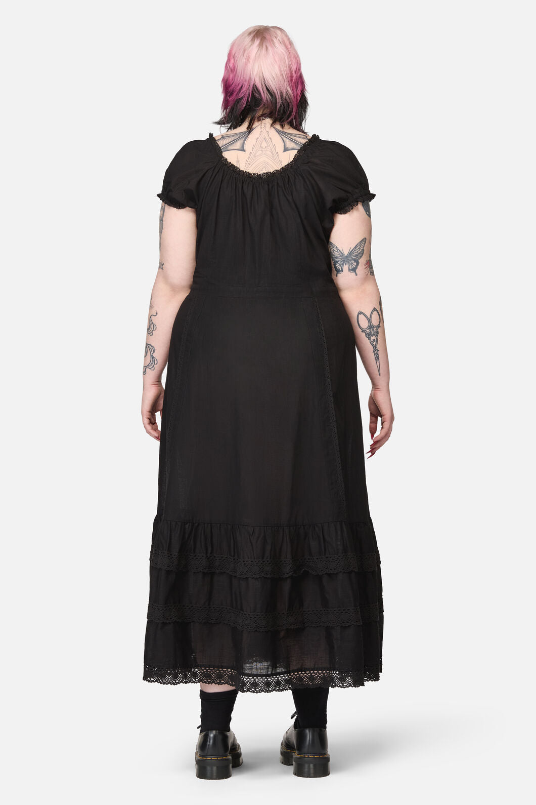 Dangerfield - Curve Mischief Lace Trim Midi Dress - black