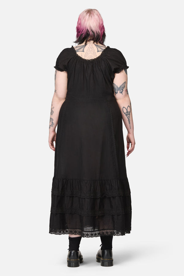 Dangerfield - Curve Mischief Lace Trim Midi Dress - black