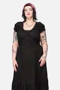 Dangerfield - Curve Mischief Lace Trim Midi Dress - black