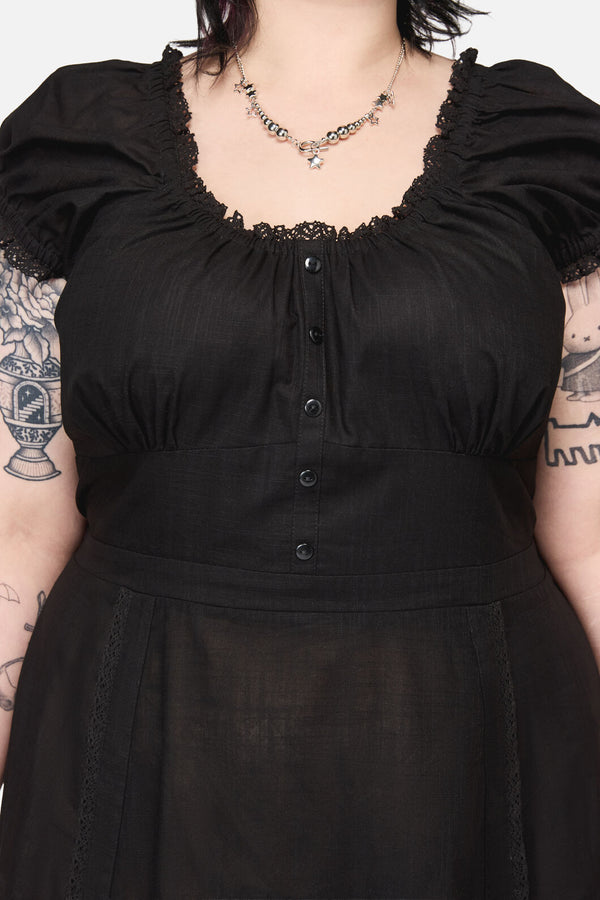 Dangerfield - Curve Mischief Lace Trim Midi Dress - black
