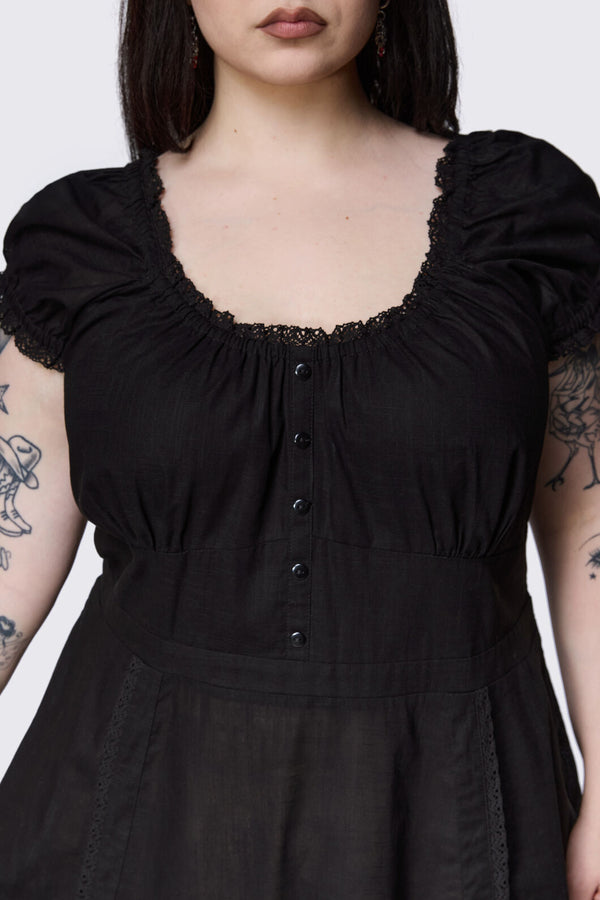 Dangerfield - Curve Mischief Lace Trim Midi Dress - black