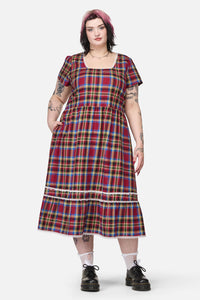 Dangerfield - Curve Crowned Tartan Dress - red