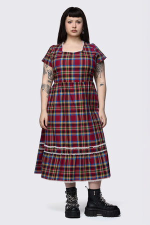Dangerfield - Curve Crowned Tartan Dress - red