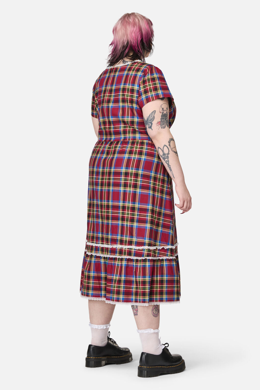 Dangerfield - Curve Crowned Tartan Dress - red