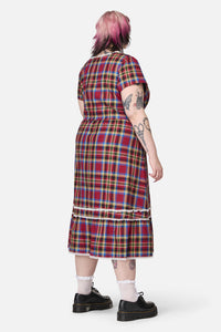 Dangerfield - Curve Crowned Tartan Dress - red