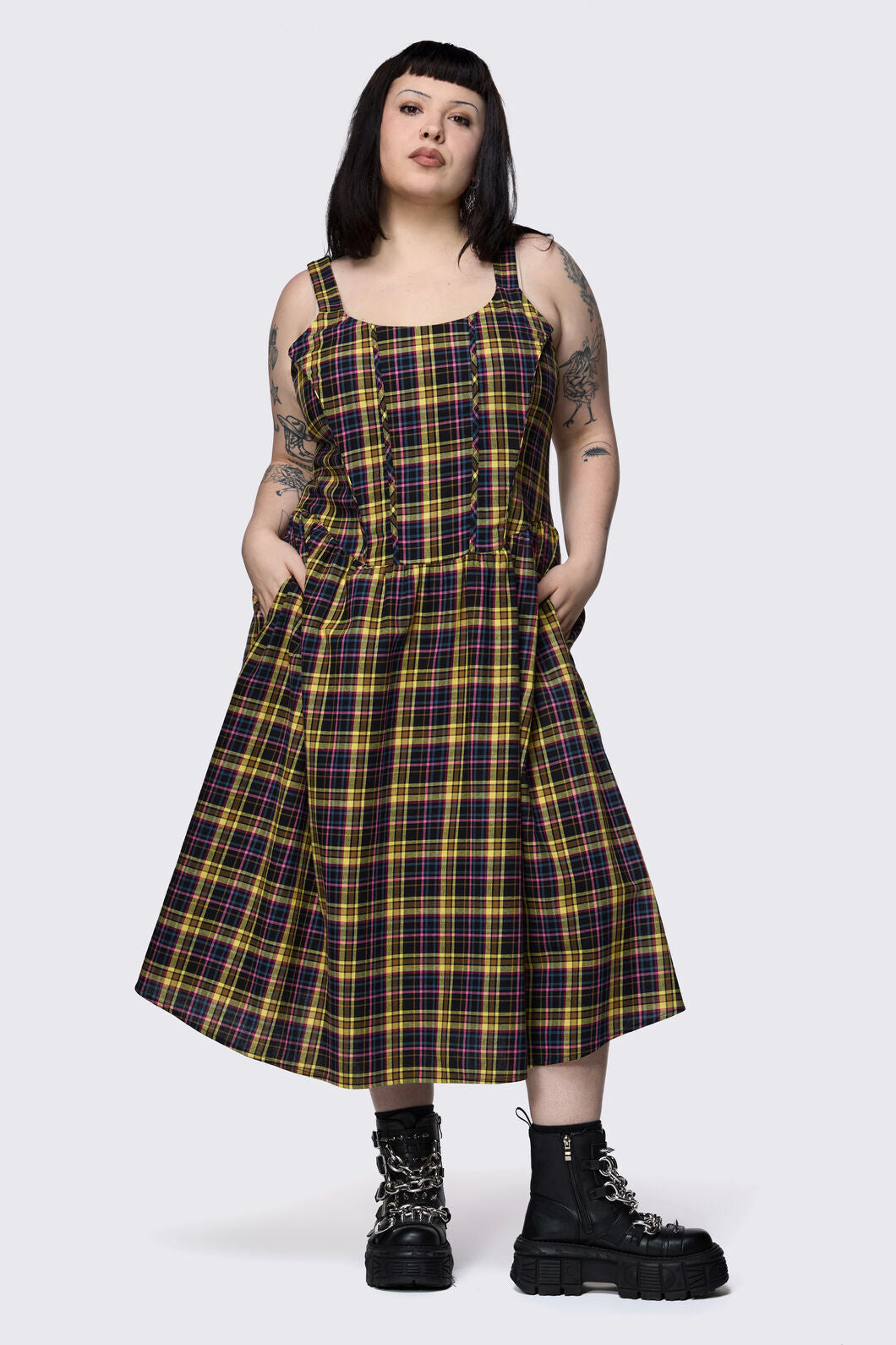 Dangerfield - Curve Forest Dweller Tartan Dress - multi