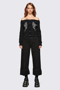 Dangerfield - Archangel Off Shoulder Cardigan - black