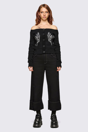 Dangerfield - Archangel Off Shoulder Cardigan - black