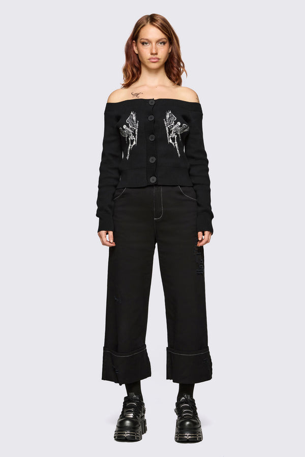 Dangerfield - Archangel Off Shoulder Cardigan - black