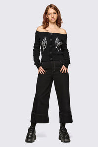 Dangerfield - Archangel Off Shoulder Cardigan - black