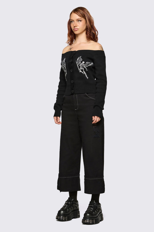Dangerfield - Archangel Off Shoulder Cardigan - black