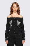 Dangerfield - Archangel Off Shoulder Cardigan - black