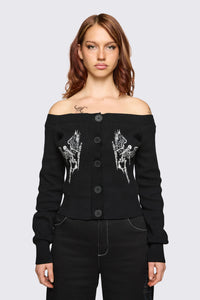 Dangerfield - Archangel Off Shoulder Cardigan - black