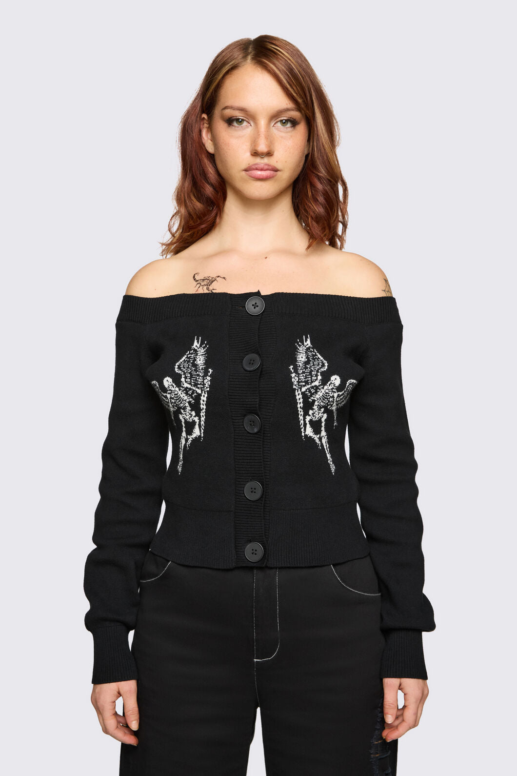 Dangerfield - Archangel Off Shoulder Cardigan - black