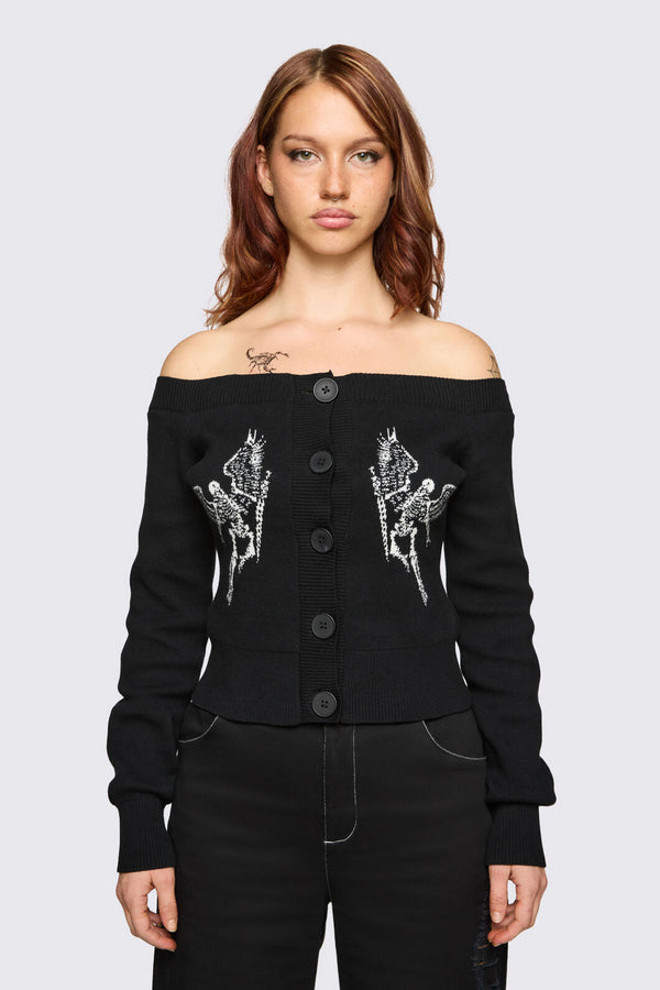 Dangerfield - Archangel Off Shoulder Cardigan - black