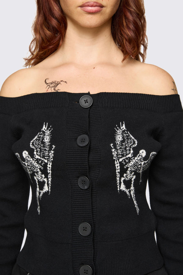 Dangerfield - Archangel Off Shoulder Cardigan - black