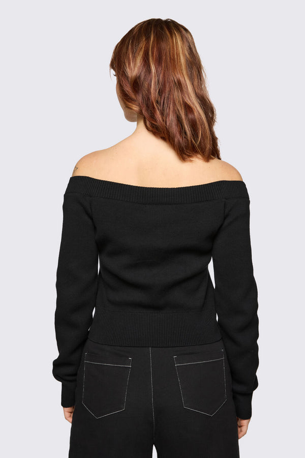 Dangerfield - Archangel Off Shoulder Cardigan - black