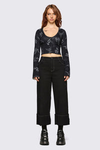 Dangerfield - Archangel Graphic Goth Cardigan - black-white