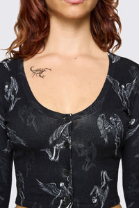 Dangerfield - Archangel Graphic Goth Cardigan - black-white
