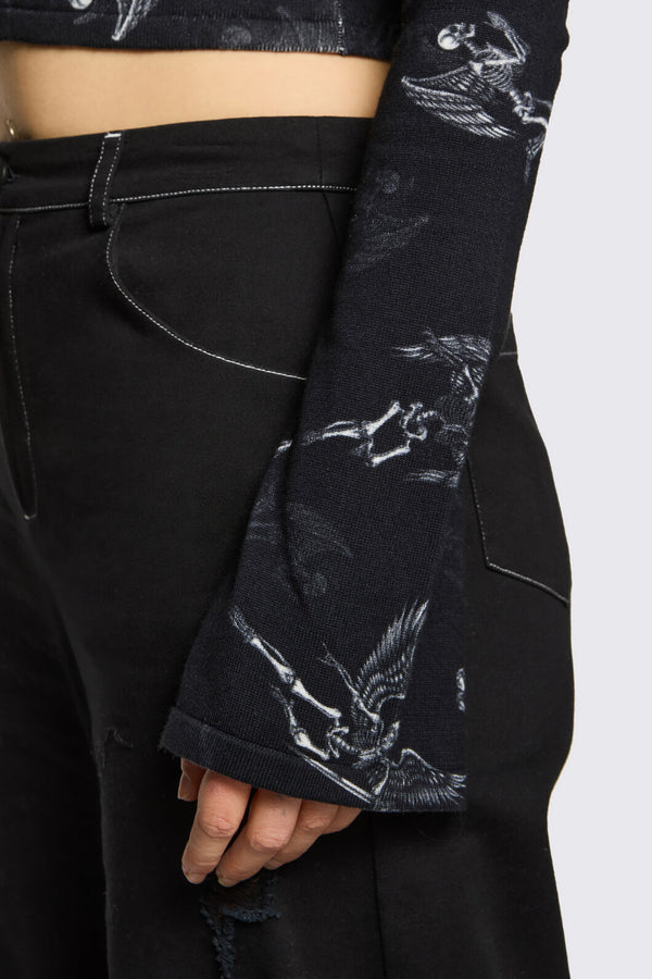 Dangerfield - Archangel Graphic Goth Cardigan - black-white