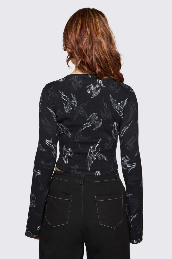 Dangerfield - Archangel Graphic Goth Cardigan - black-white