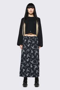 Dangerfield - Archangel Print Goth Midi Skirt - black-white
