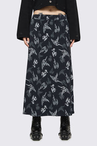 Dangerfield - Archangel Print Goth Midi Skirt - black-white