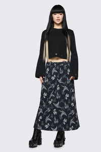 Dangerfield - Archangel Print Goth Midi Skirt - black-white