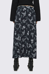 Dangerfield - Archangel Print Goth Midi Skirt - black-white