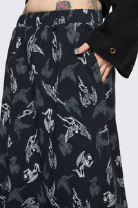 Dangerfield - Archangel Print Goth Midi Skirt - black-white