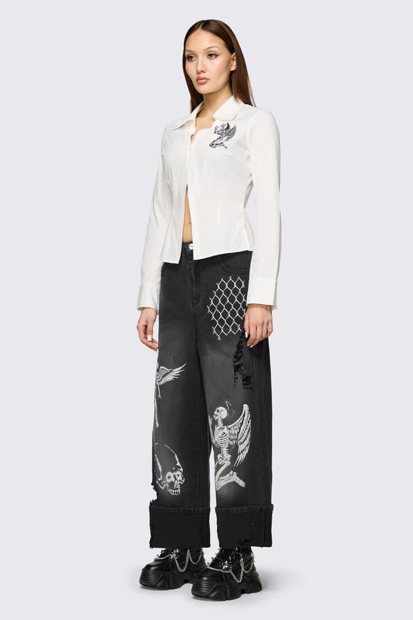 Dangerfield - Archangel Basic Low Cut Blouse - white