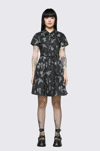 Dangerfield - Archangel Print Pleated Dress - black-white