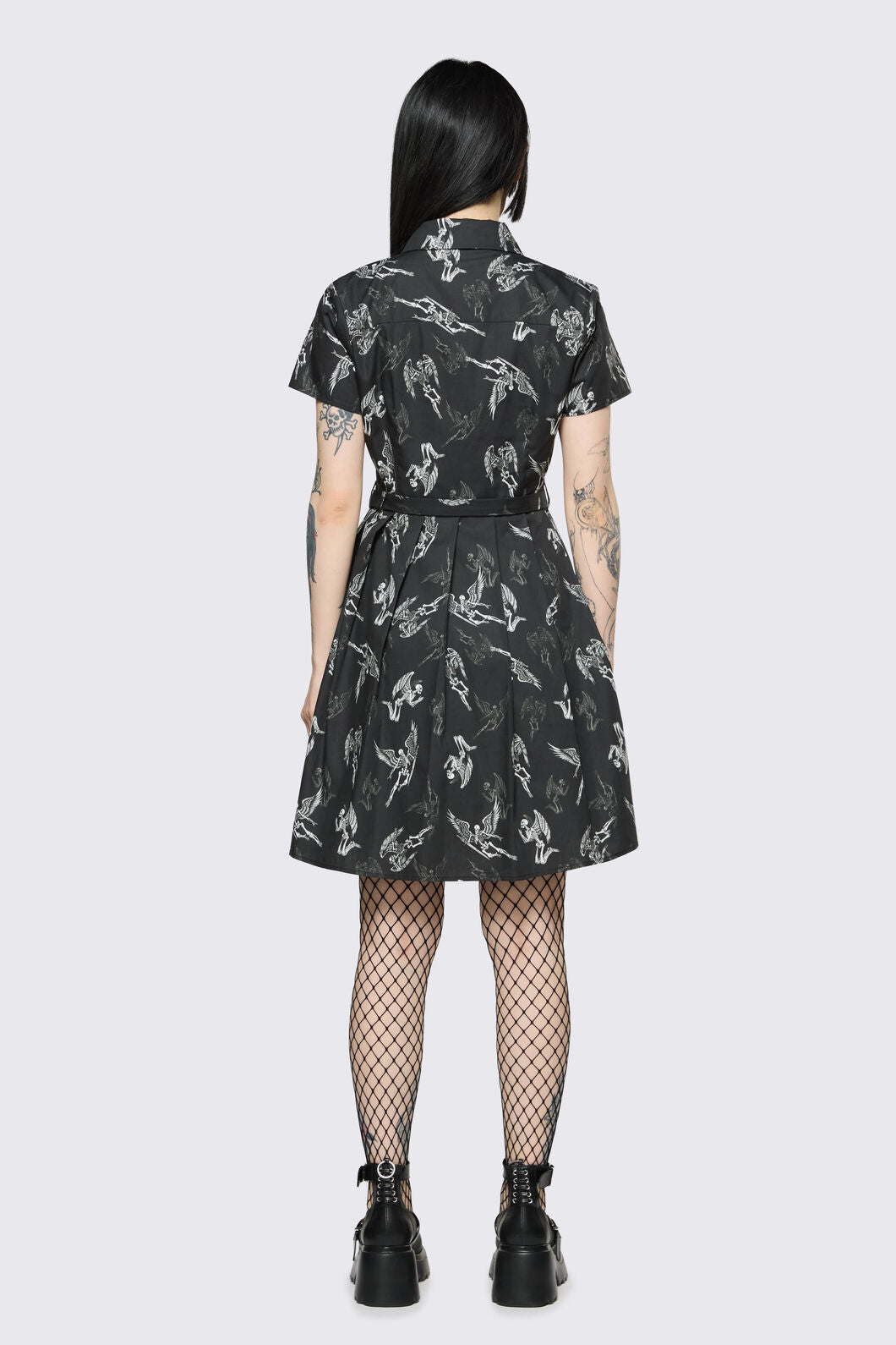 Dangerfield - Archangel Print Pleated Dress - black-white
