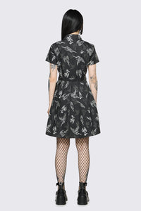 Dangerfield - Archangel Print Pleated Dress - black-white