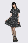 Dangerfield - Archangel Print Pleated Dress - black-white