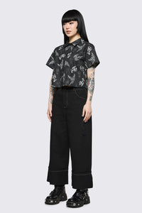 Dangerfield - Archangel Print Goth Blouse - black-white