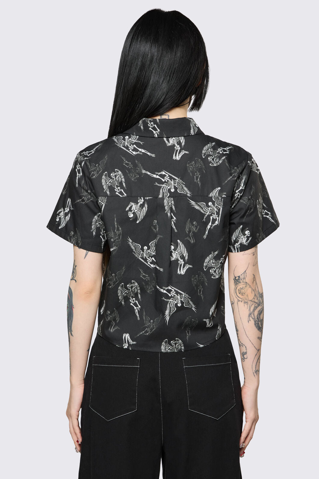 Dangerfield - Archangel Print Goth Blouse - black-white