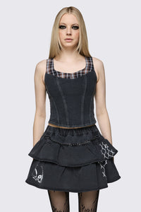 Dangerfield - Archangel Tartan Denim Top - grey