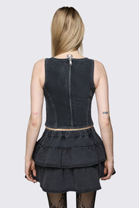 Dangerfield - Archangel Tartan Denim Top - grey