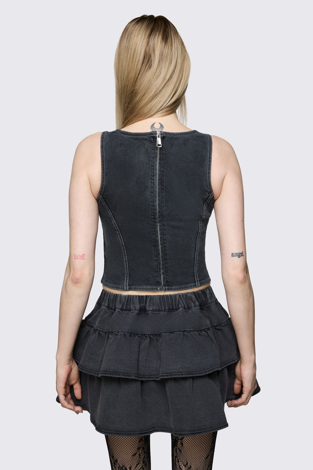 Dangerfield - Archangel Tartan Denim Top - grey