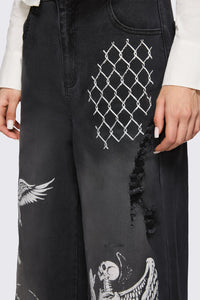 Dangerfield - Archangel Print Distressed Jean - grey