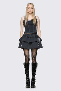 Dangerfield - Archangel Denim Chain Mini Skort - grey
