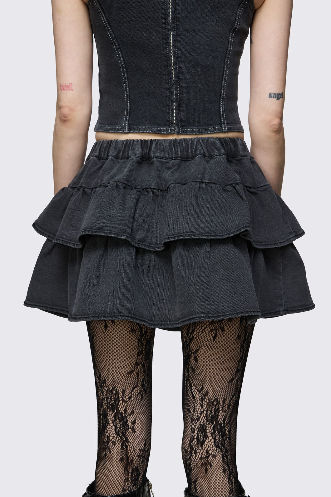 Dangerfield - Archangel Denim Chain Mini Skort - grey