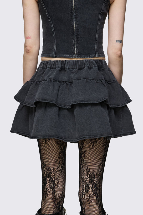 Dangerfield - Archangel Denim Chain Mini Skort - grey