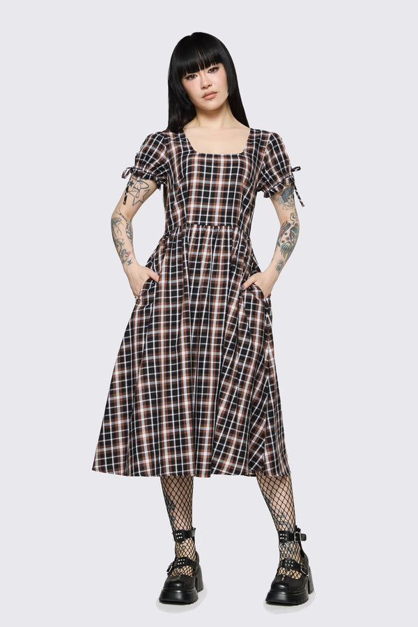 Dangerfield - Archangel Tartan Midi Dress - brown