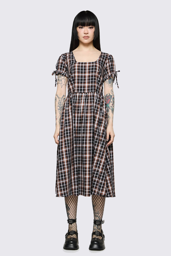 Dangerfield - Archangel Tartan Midi Dress - brown