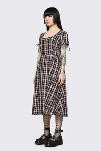 Dangerfield - Archangel Tartan Midi Dress - brown