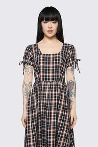 Dangerfield - Archangel Tartan Midi Dress - brown